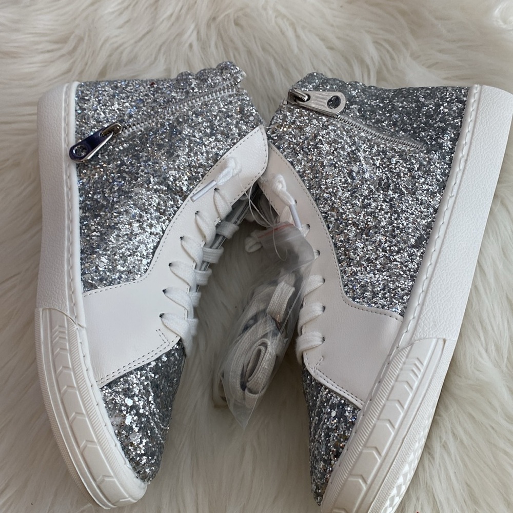 Vintage Havana Betsey High Top Sneaker Silver Glitter size 7 - Picture 7 of 9
